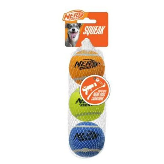 Nerf Dog Squeak Tennis Balls 3 Pack For Fetch Play