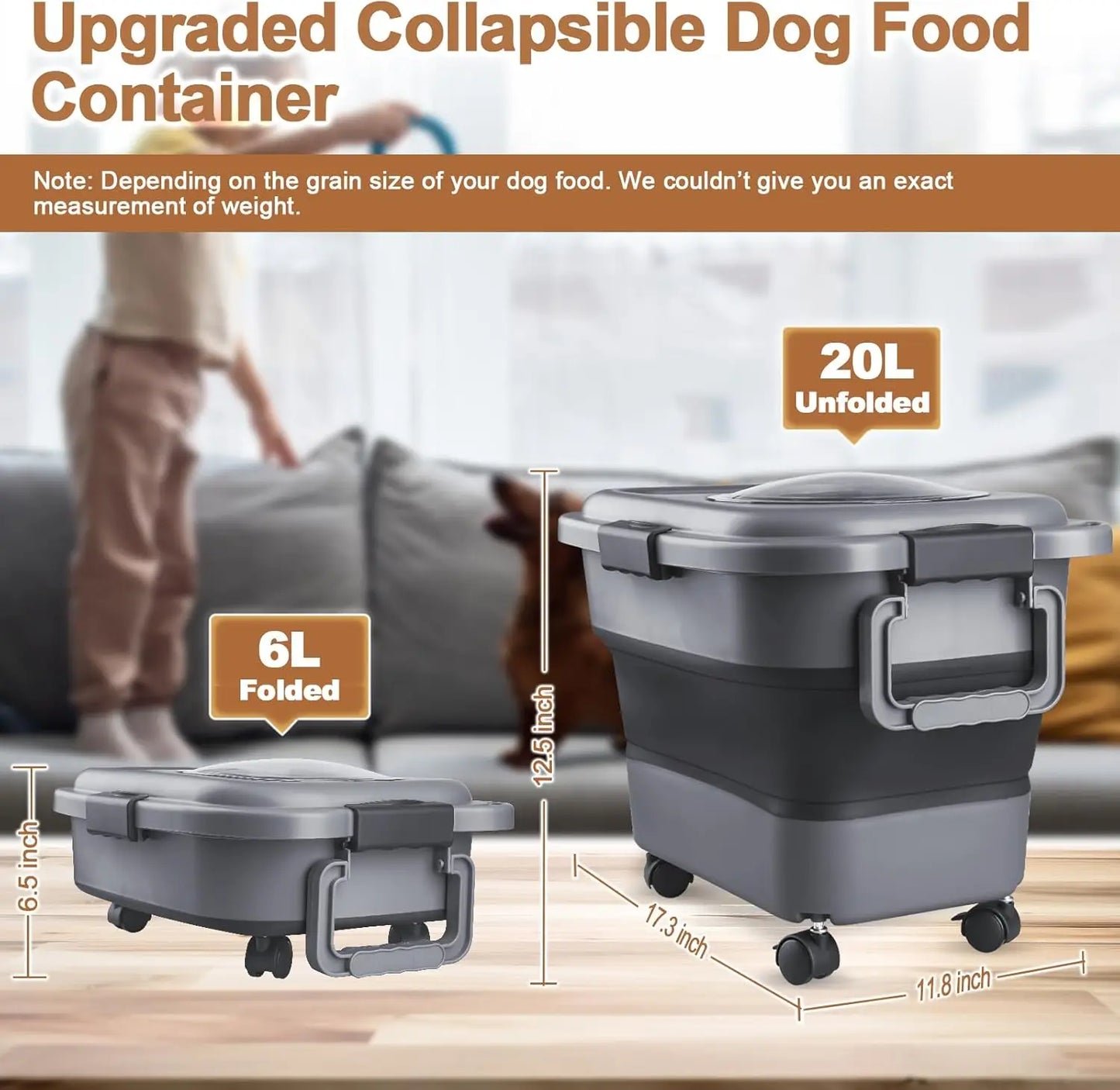 Airtight Dog Food Storage Container with Wheels and Handle