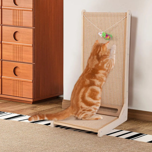 Yungaspy Wooden Sisal Cat Scratcher Indoor L Shaped Scratch Pad