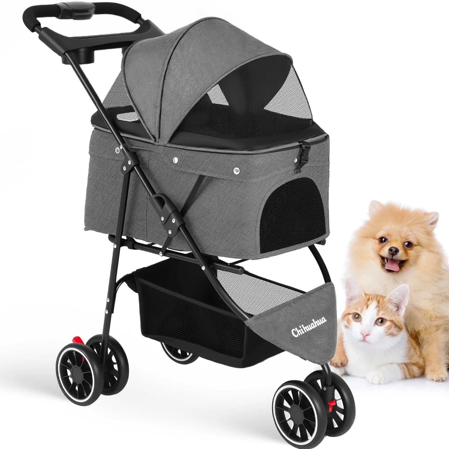 Chihuahua Pet Stroller For Dogs And Cats Foldable Carrier