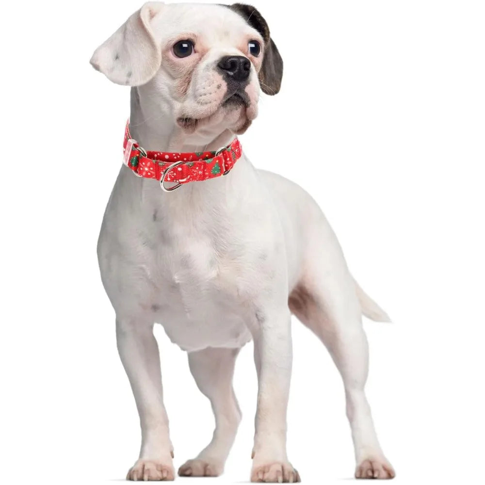 Christmas Martingale Dog Collar Red No Slip Nylon Training