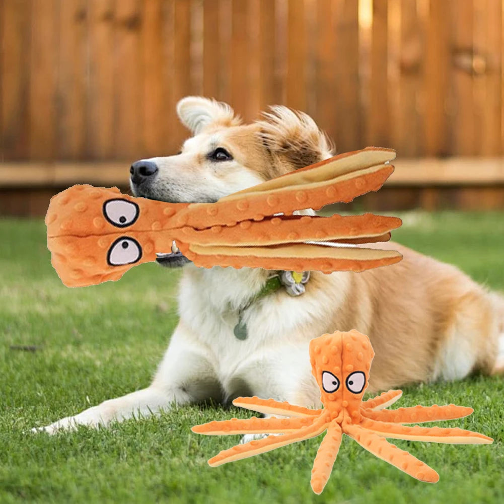 APWIKOGER 2Pcs No Stuffing Squeaky Plush Puzzle Octopus Dog Toys