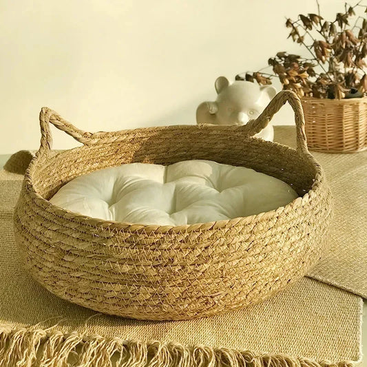 LEWENCN Pure Handwoven Cat Nest Four Seasons Universal Bed