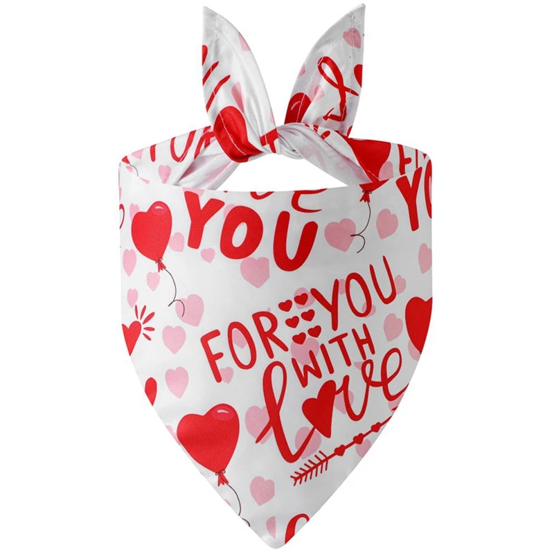 NONECN Valentine Heart Pattern Dog Bandana Washable Nylon Kerchief
