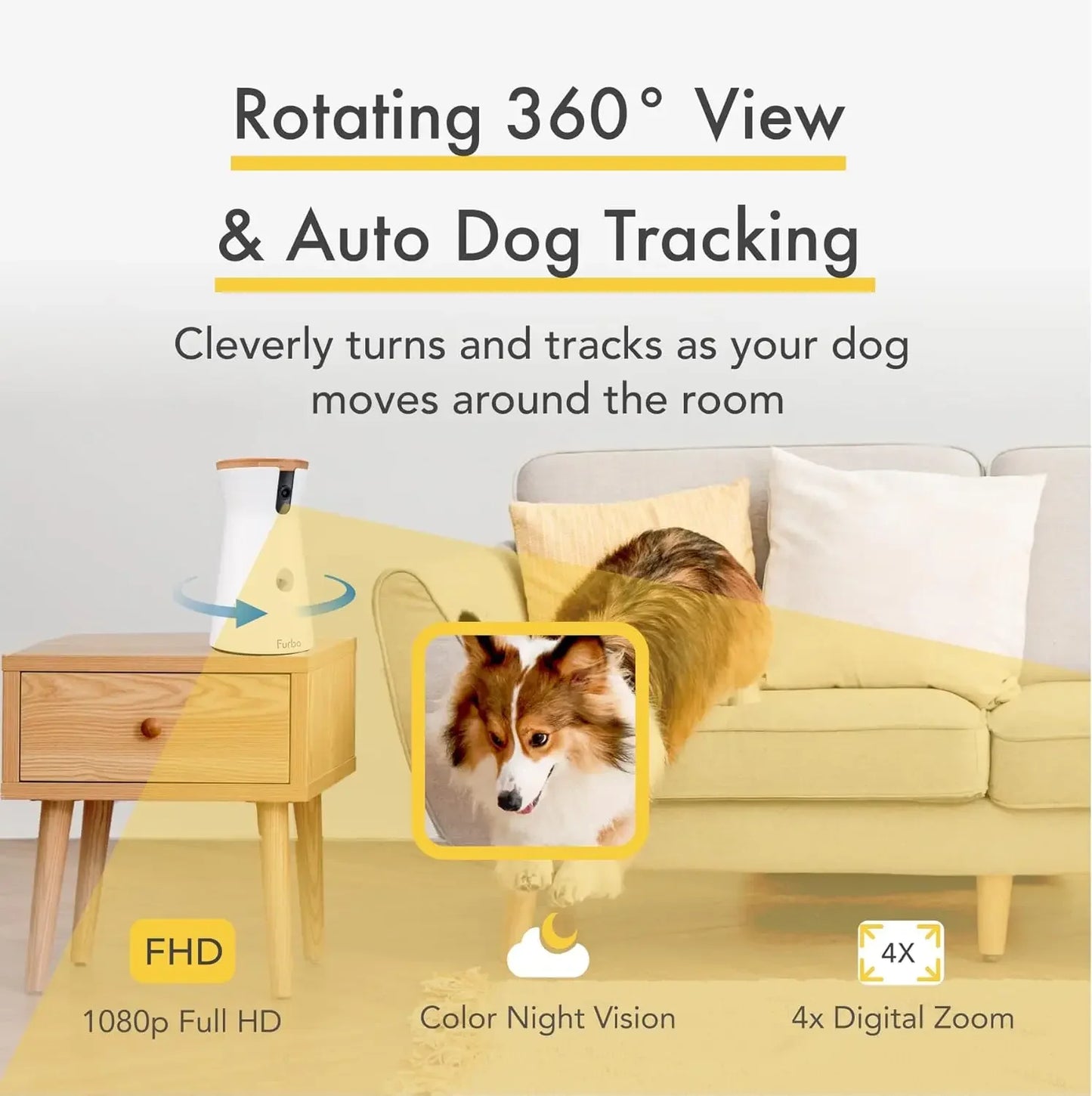 Furbo 360 Degree Dog Camera With Treat Toss Night Vision