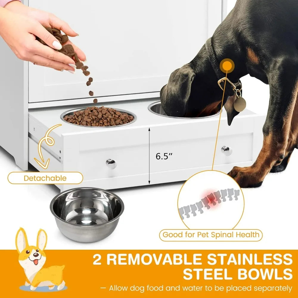 Pet Feeder Station With Double Pull-Out Dog Bowls