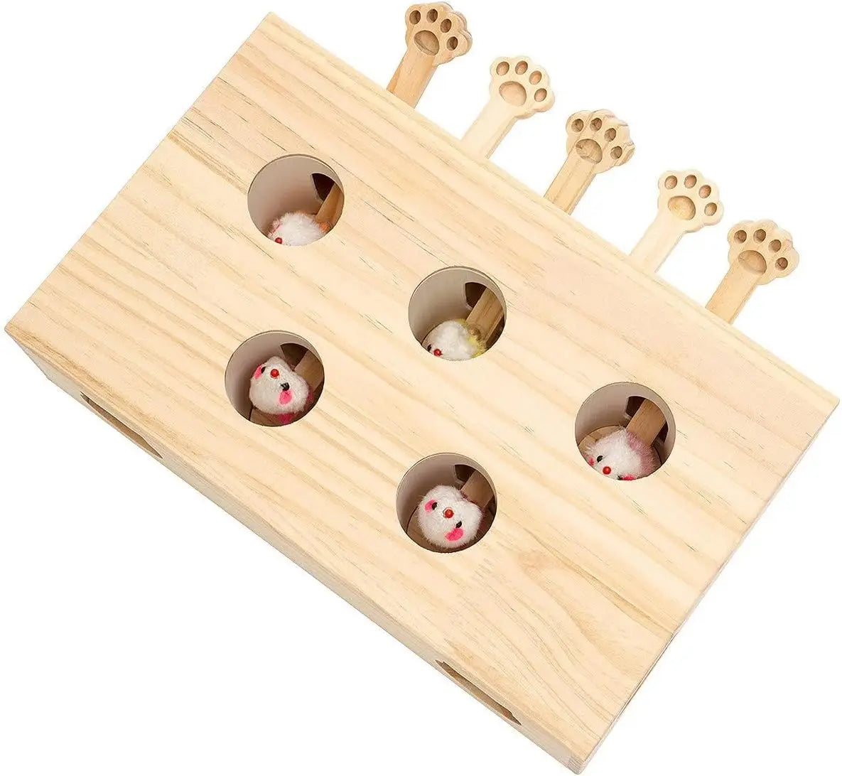Mewoofun Interactive Cat Toy Whack A Mole Wood Game
