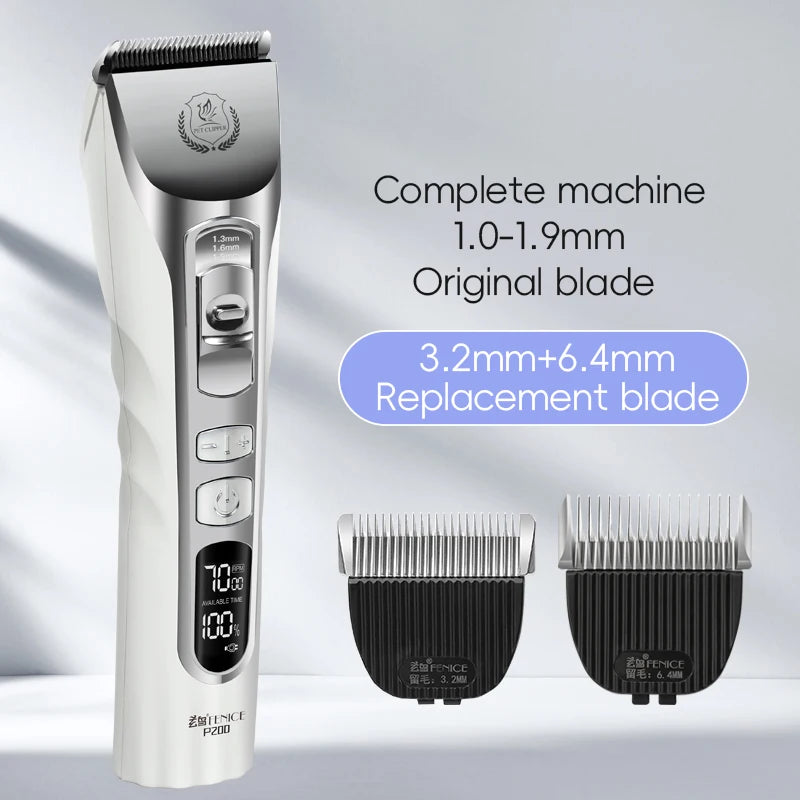 Fenice 5000mA Cordless Dog Grooming Clippers LCD Screen