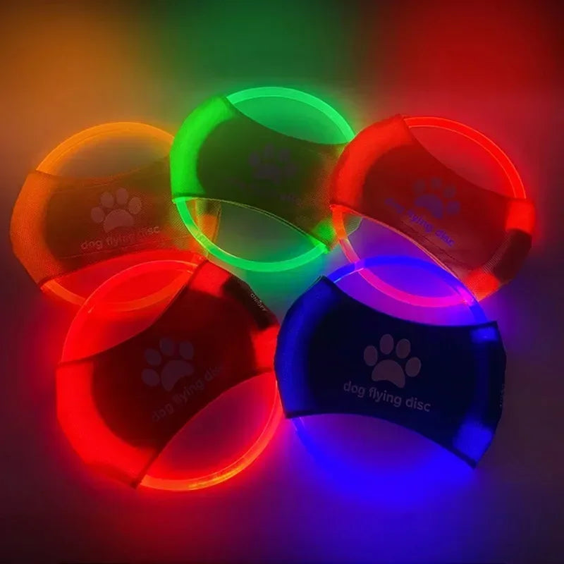 Hign-concerned LED Glowing Dog Flying Discs 3 Modes Training Toy