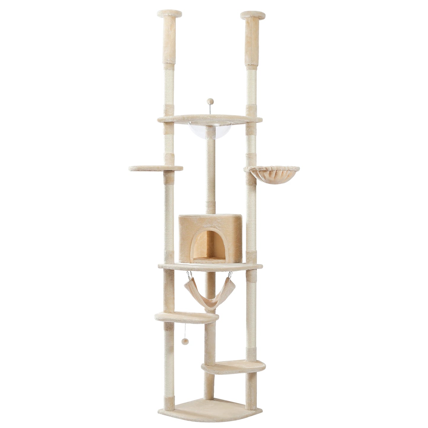 Adjustable Floor To Ceiling Cat Tree With Cozy Condo