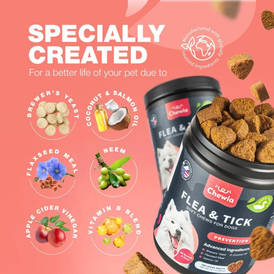 Natural Dog Flea and Tick Treatment Chews for Prevention