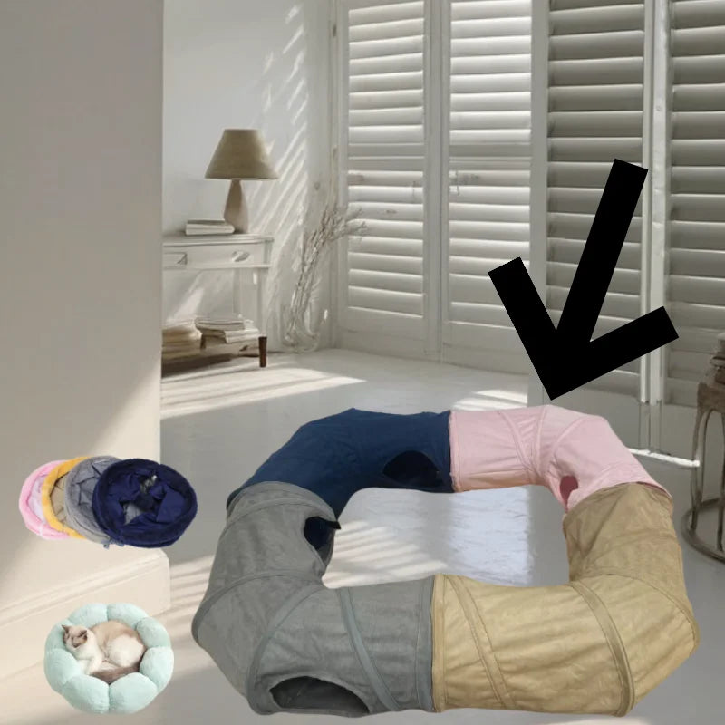 Collapsible Cat Suede Tunnel Multiway Hide Toy for Pets