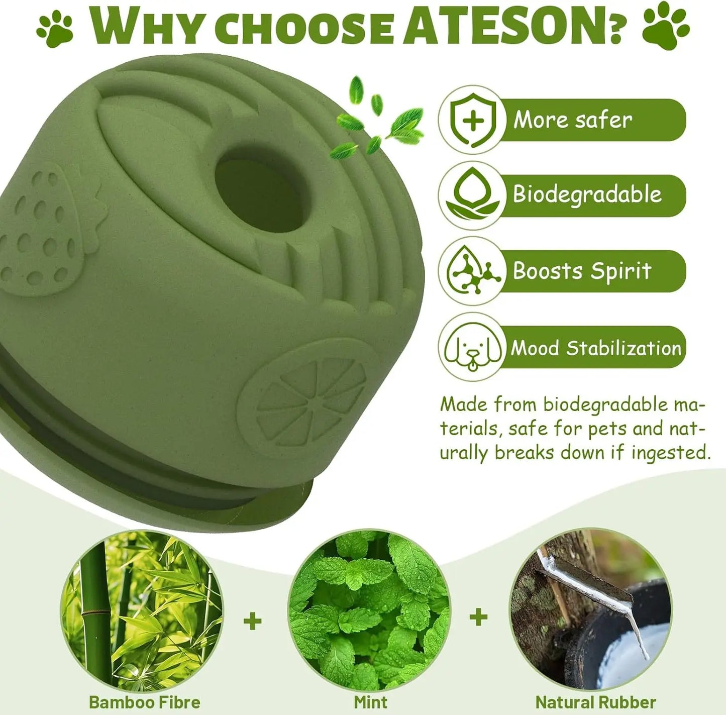 Durable Large Dog Toy 2 Pack Freezable Rubber Chew Mint