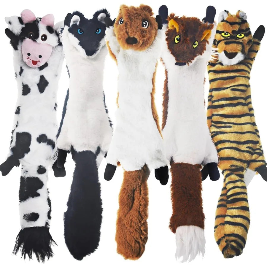 Plush Dog Squeaky Toys 5 Pack for Large and Medium Dogs