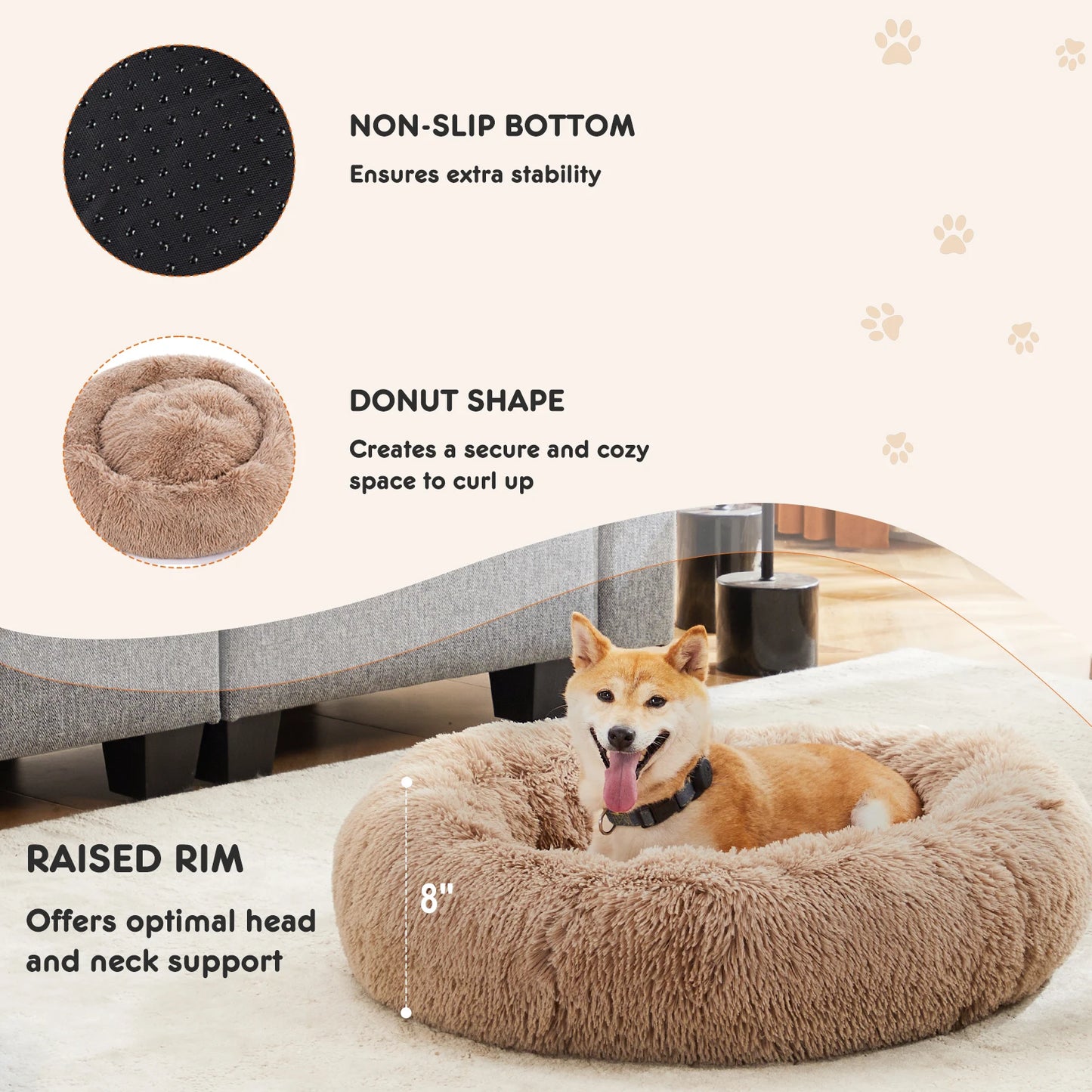 JHK Calming Plush Dog Bed For Ultimate Comfort And Safety