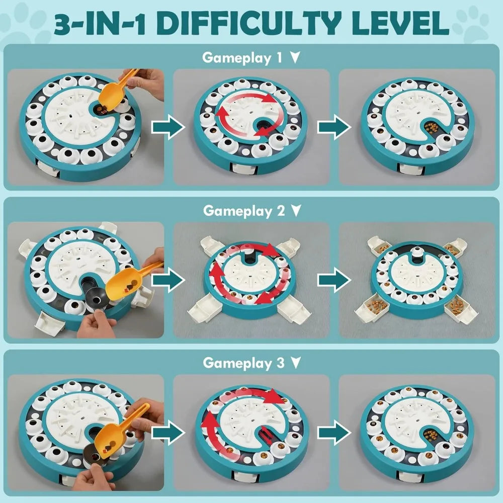 Hign-concerned Dog Puzzle Toy 3 In 1 Adjustable Difficulty