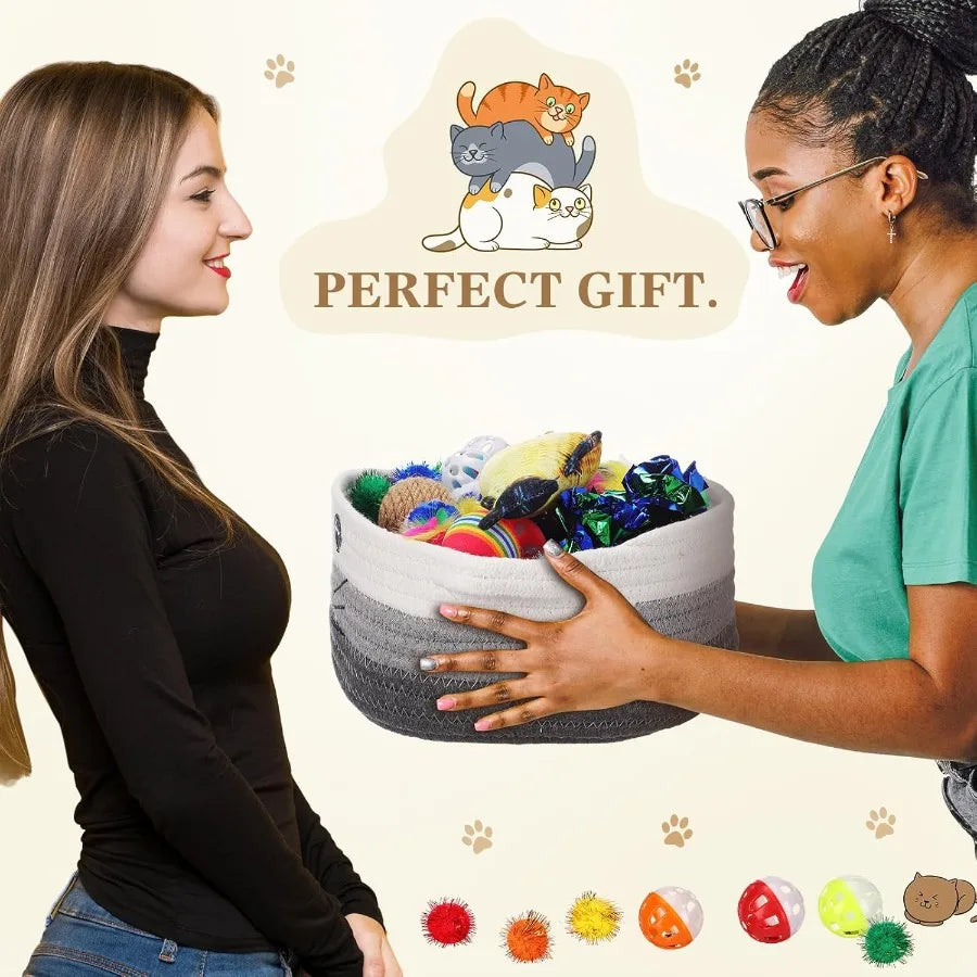 58 Pcs Cat Toys Set Colorful Flashing Crinkle Balls Bells