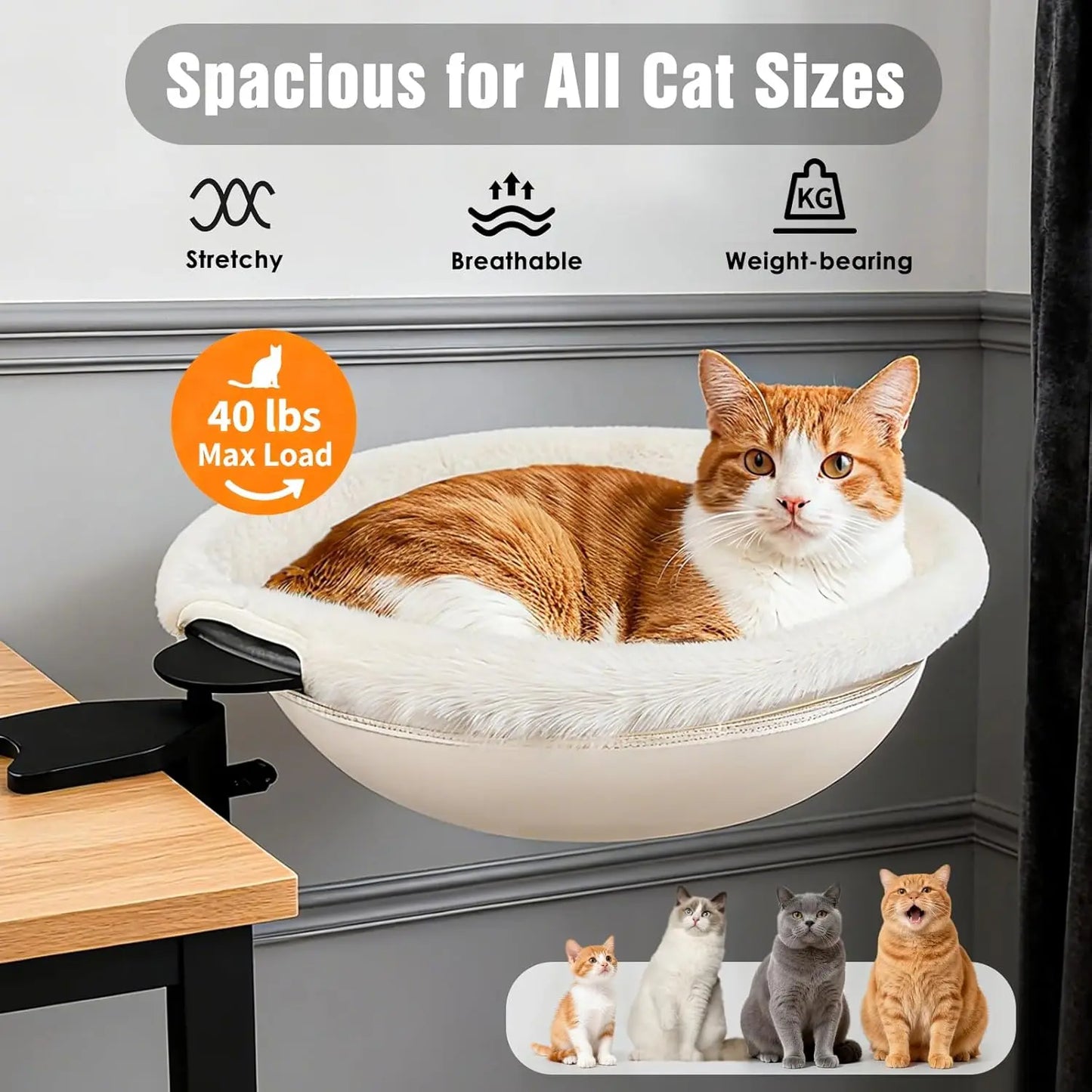 IPOW Heavy Duty 180 Degree Rotating Cat Desk Bed With Faux Fur