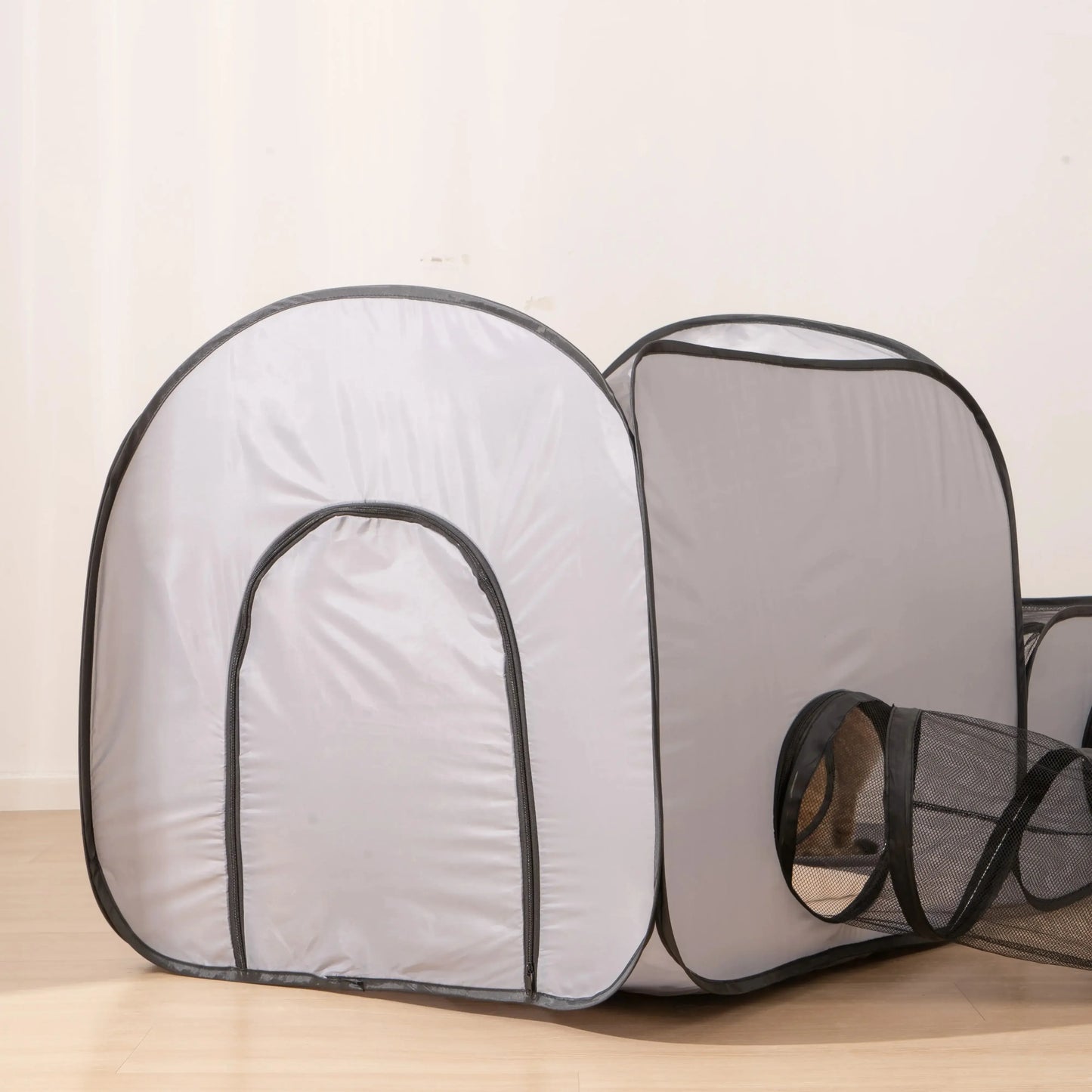 Foldable Pet Nest With Play Tunnel In Hard Oxford Cloth