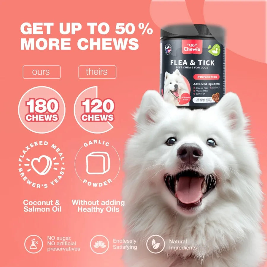 Natural Dog Flea and Tick Treatment Chews for Prevention