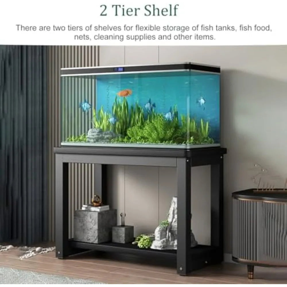 High Concerned Fish Tank Stand With Non Slip Mats LivingRoomDisplayCabinetWithShelves