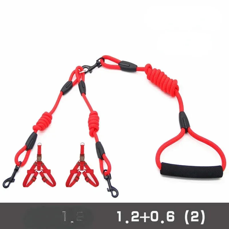 Double Dog Leash Coupler For Small Pets Nylon Black