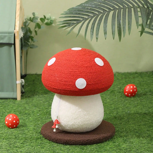 Mushroom Cat Scratcher Post With Natural Sisal Rope
