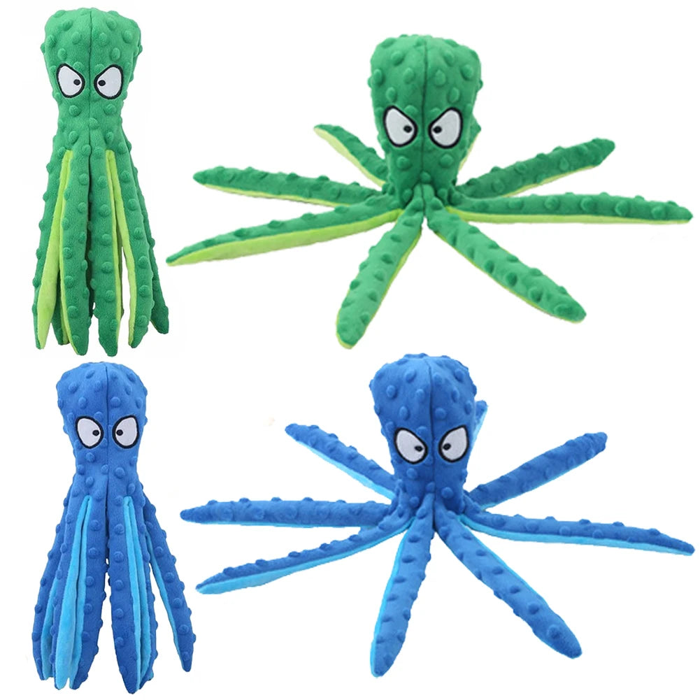 APWIKOGER 2Pcs No Stuffing Squeaky Plush Puzzle Octopus Dog Toys