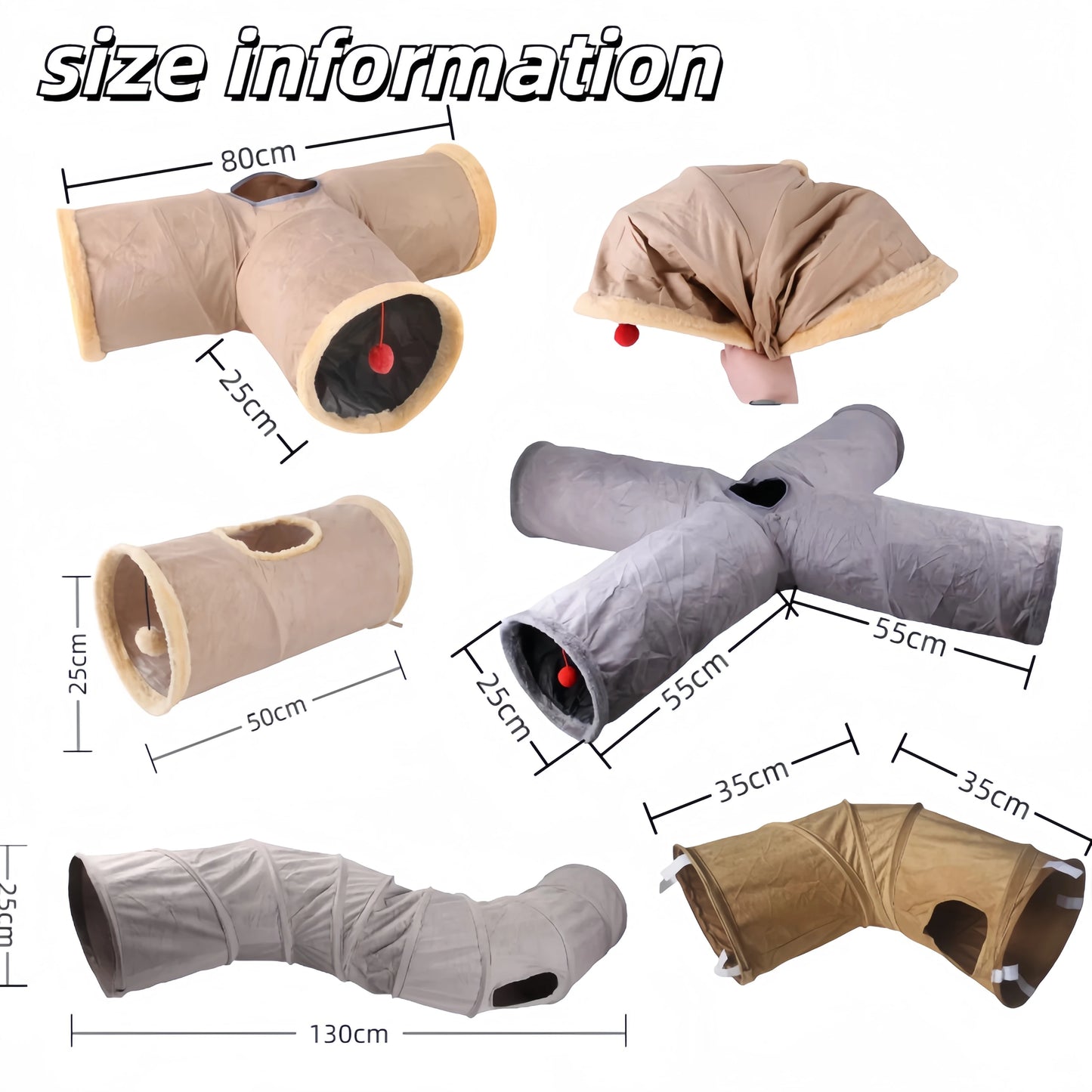 Collapsible Cat Suede Tunnel Multiway Hide Toy for Pets