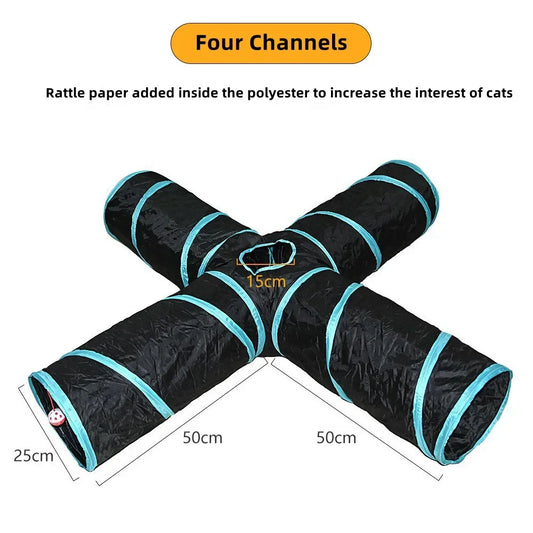 Foldable Cat Tunnel Toy for Indoor Play Breathable
