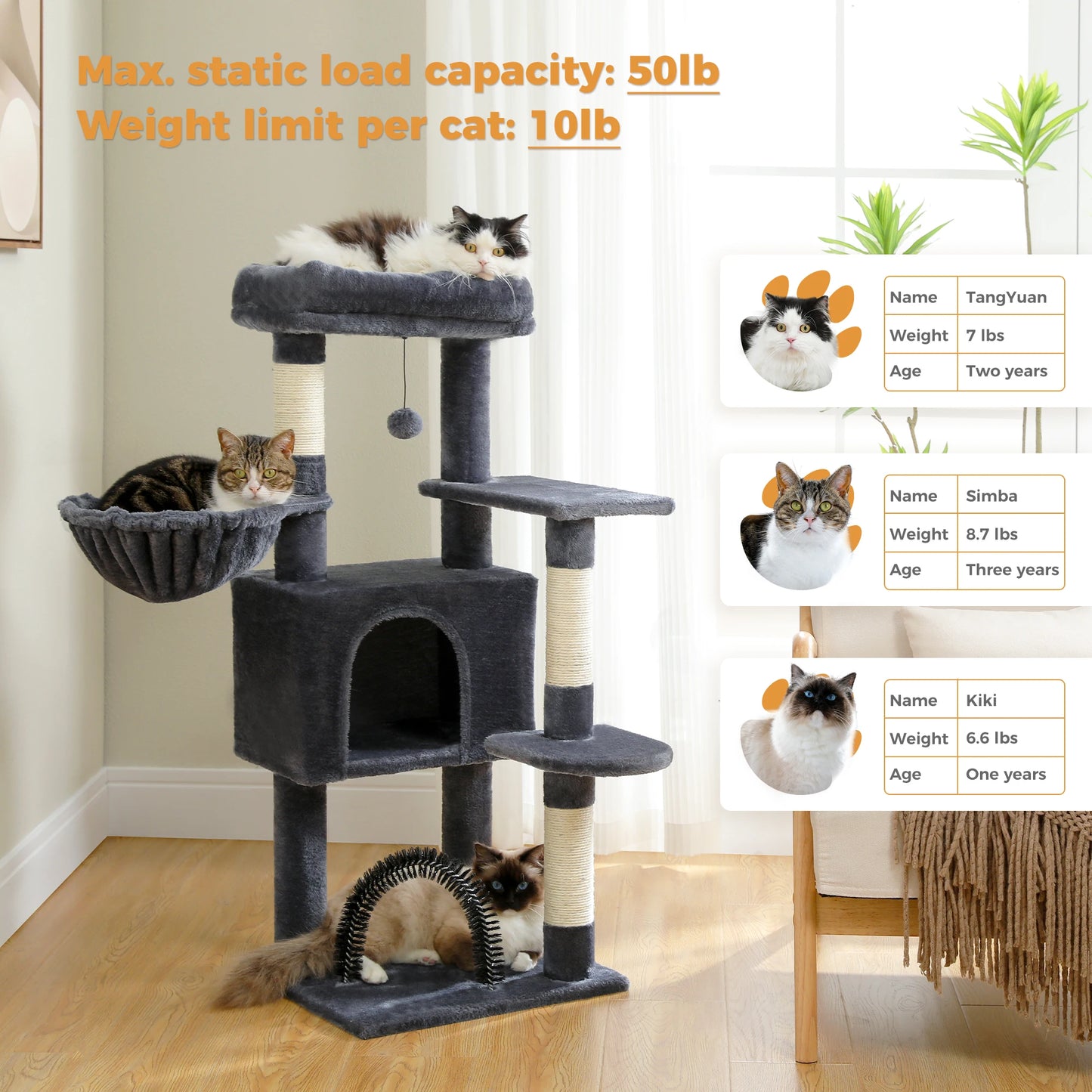 PAWZ Road Cat Tree With Four Levels Sisal Scratching Posts
