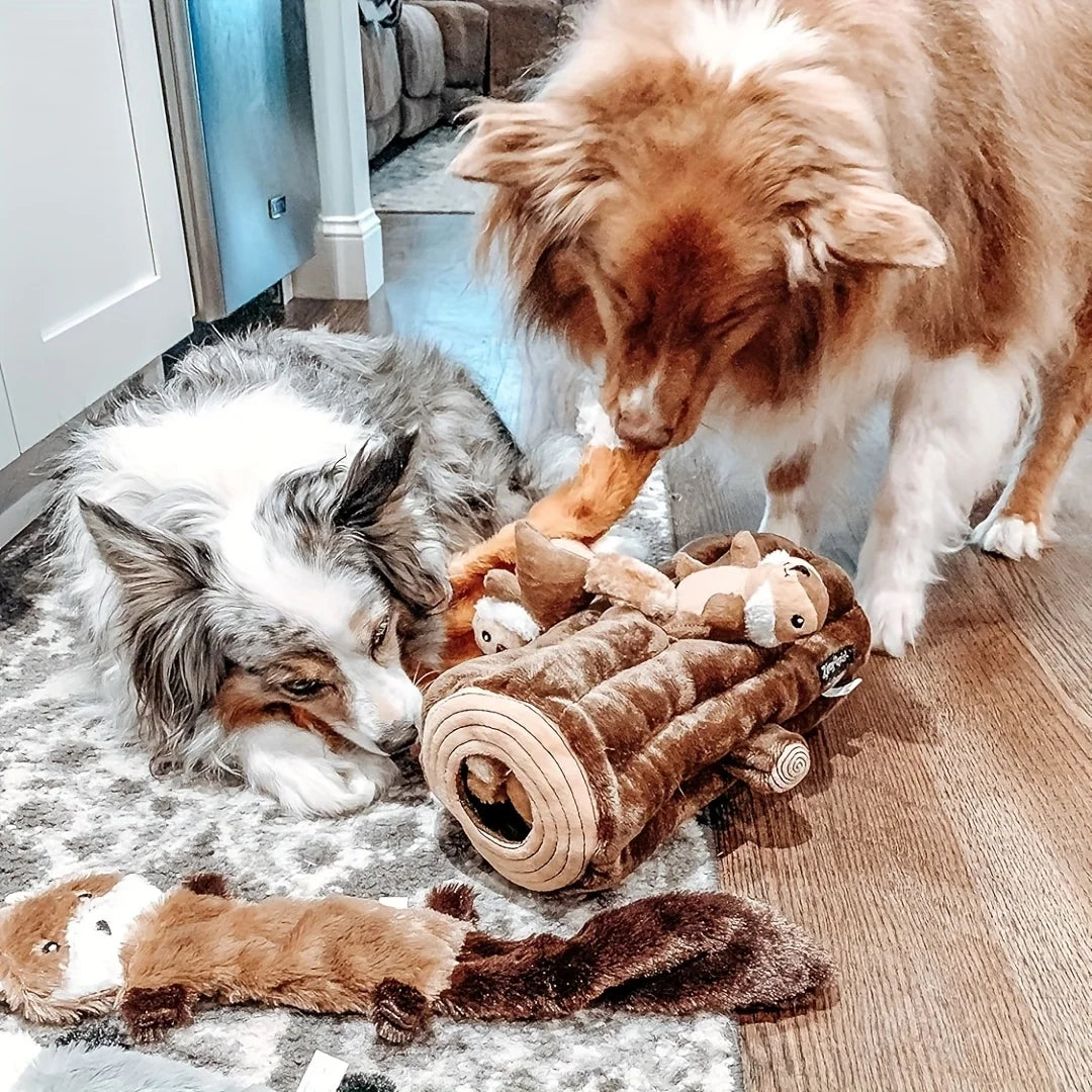 Interactive Plush Squirrel Dog Toy Hide and Seek Puzzle
