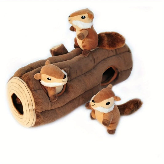 Interactive Plush Squirrel Dog Toy Hide and Seek Puzzle