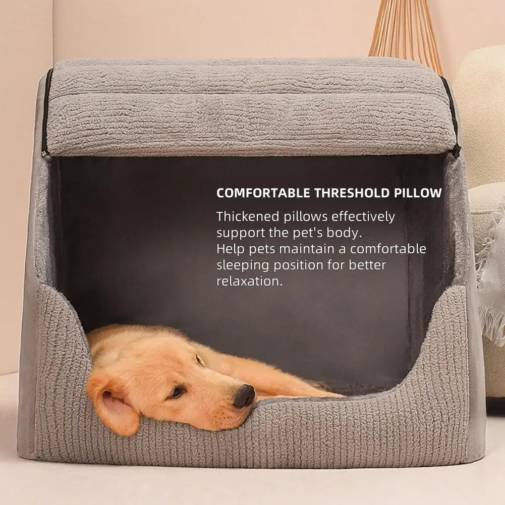 Memory Foam Dog Bed House Cave With Non Slip Bottom