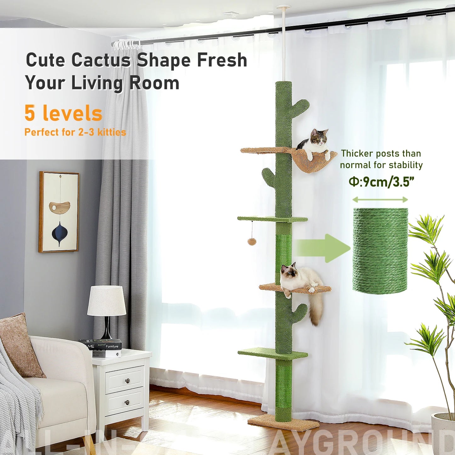 Cactus Cat Tree Five Tier Climbing Tower Scratching Post