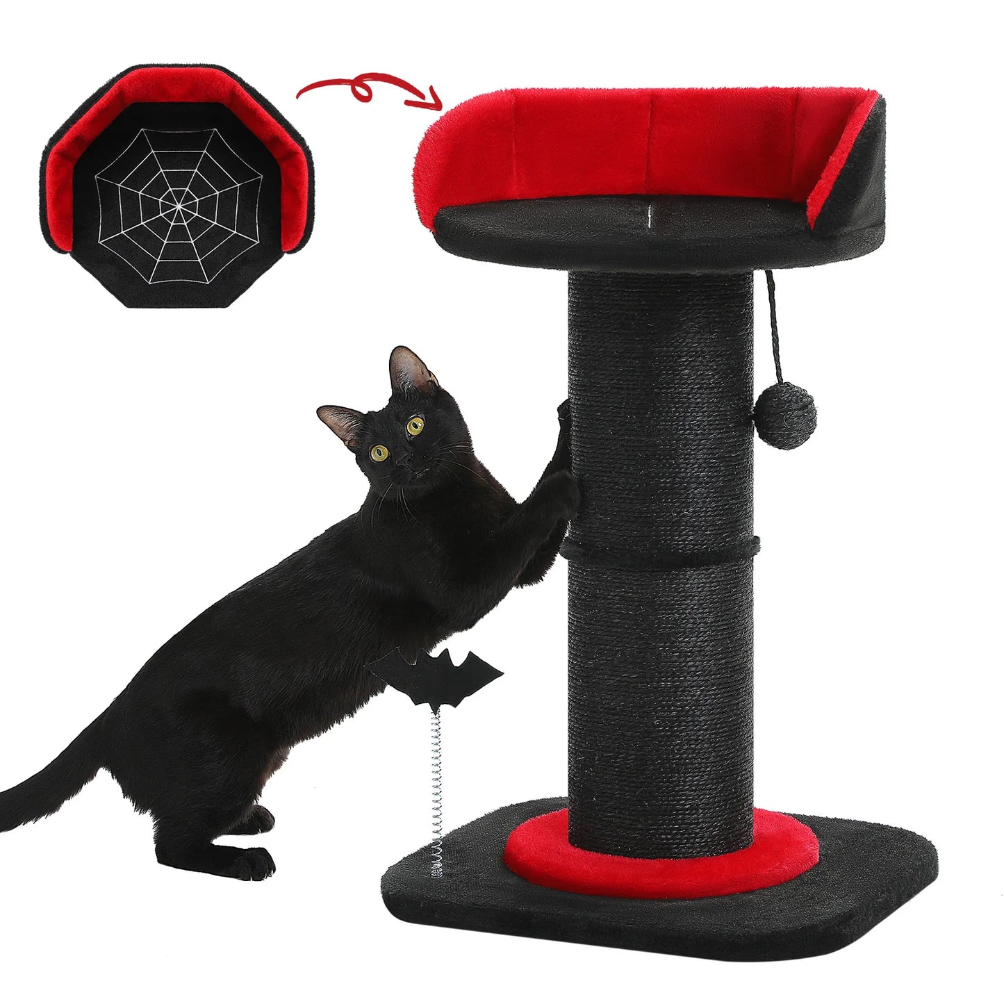 PEQULTICN Stable Gothic Cat Scratching Post With Spiderweb