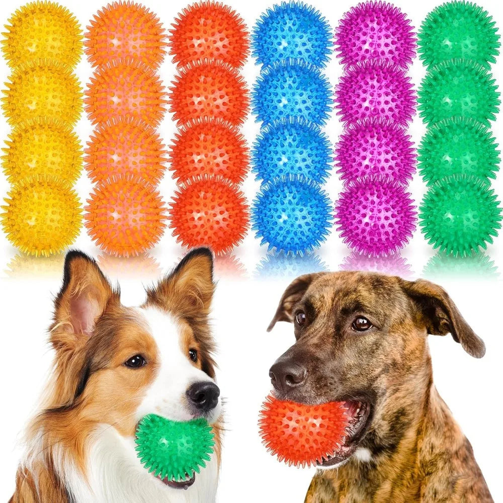 Hign-Concerned Spikey Dog Balls 24 Pack Squeaky Chew Toys