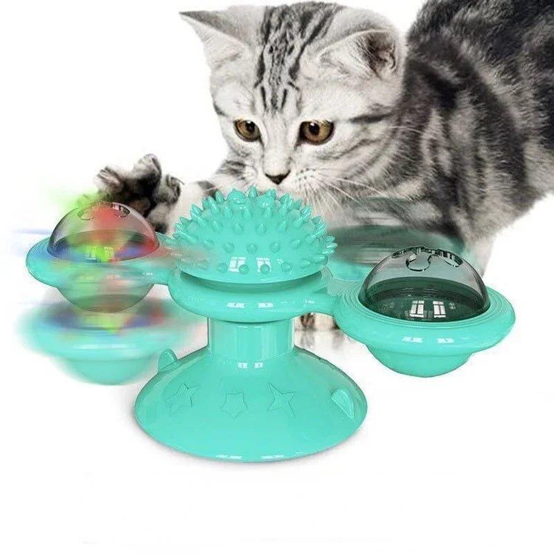 Windmill Cat Toy Interactive Puzzle Turntable With Whirligig
