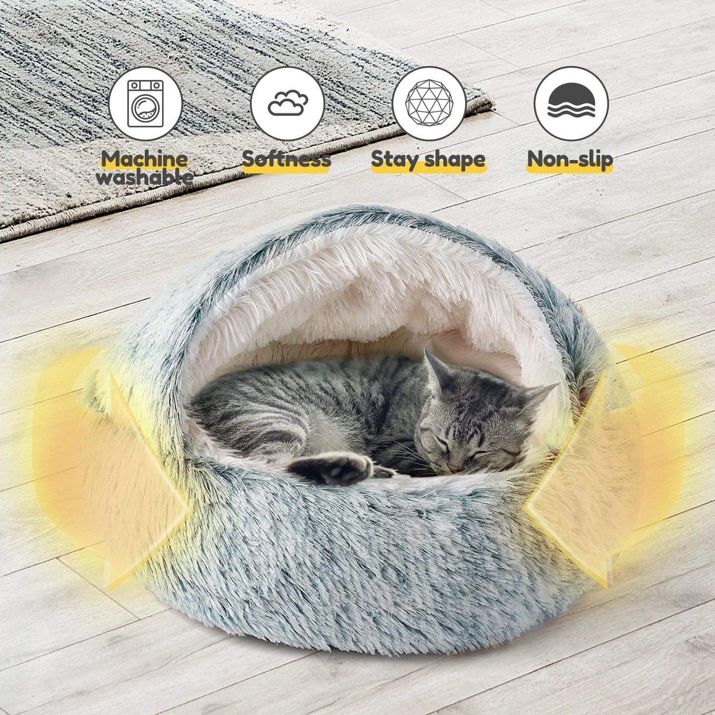 Closure Cat Nest Bed Soft Semi Enclosed Pet House Cats