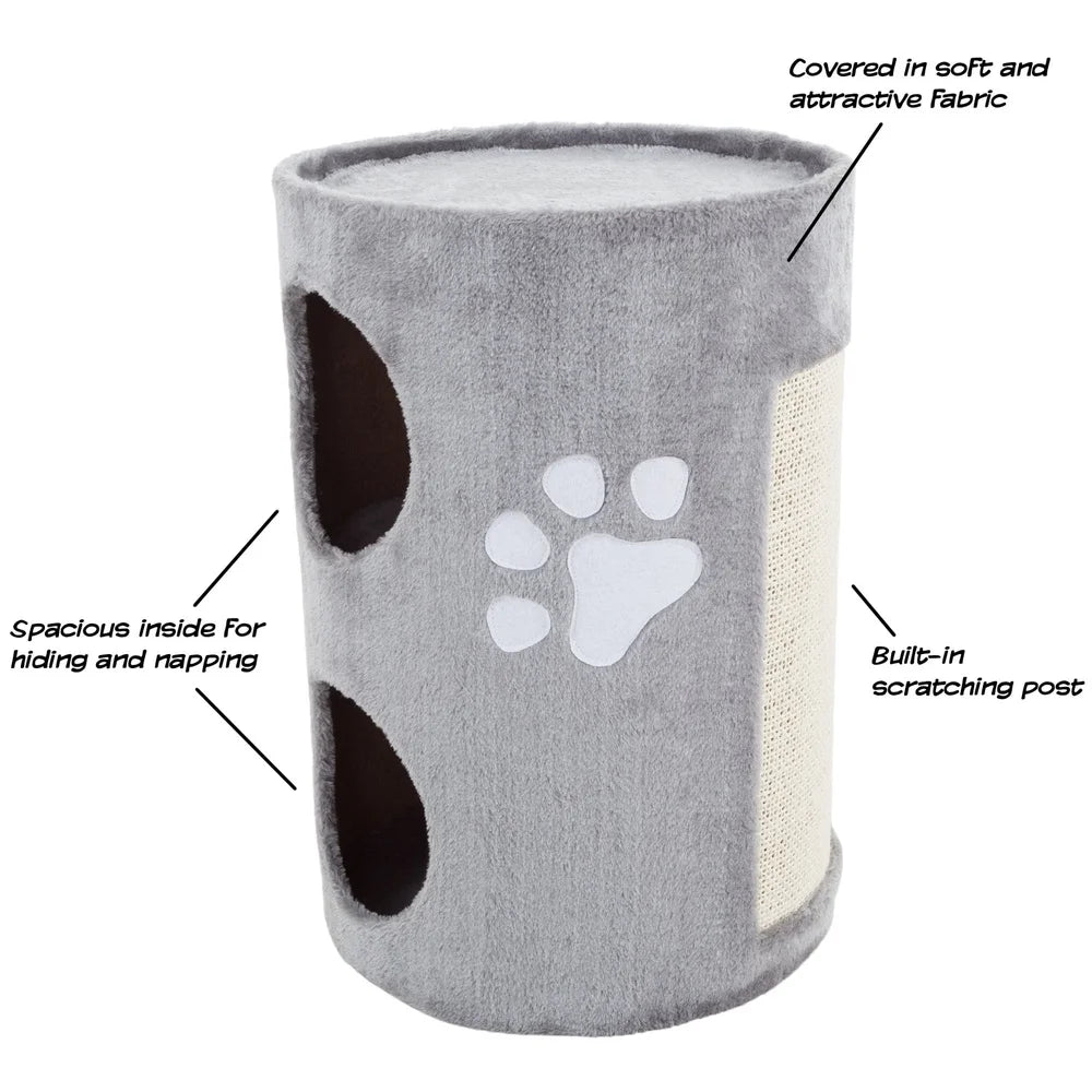 Two Story Cat Condo Scratching Tree With Multiple Entrances