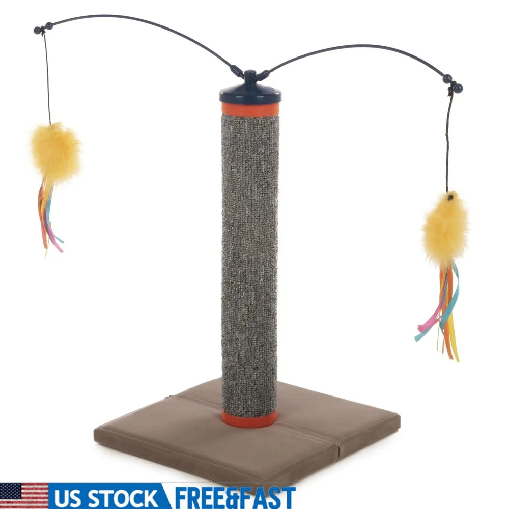 Scratch N Spin Carpet Cat Scratching Post With Interactive Wand