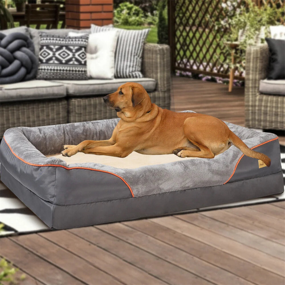 BORWARTCN Orthopedic Memory Foam Dog Bed With Waterproof Removable Cover And Elevated Cushion