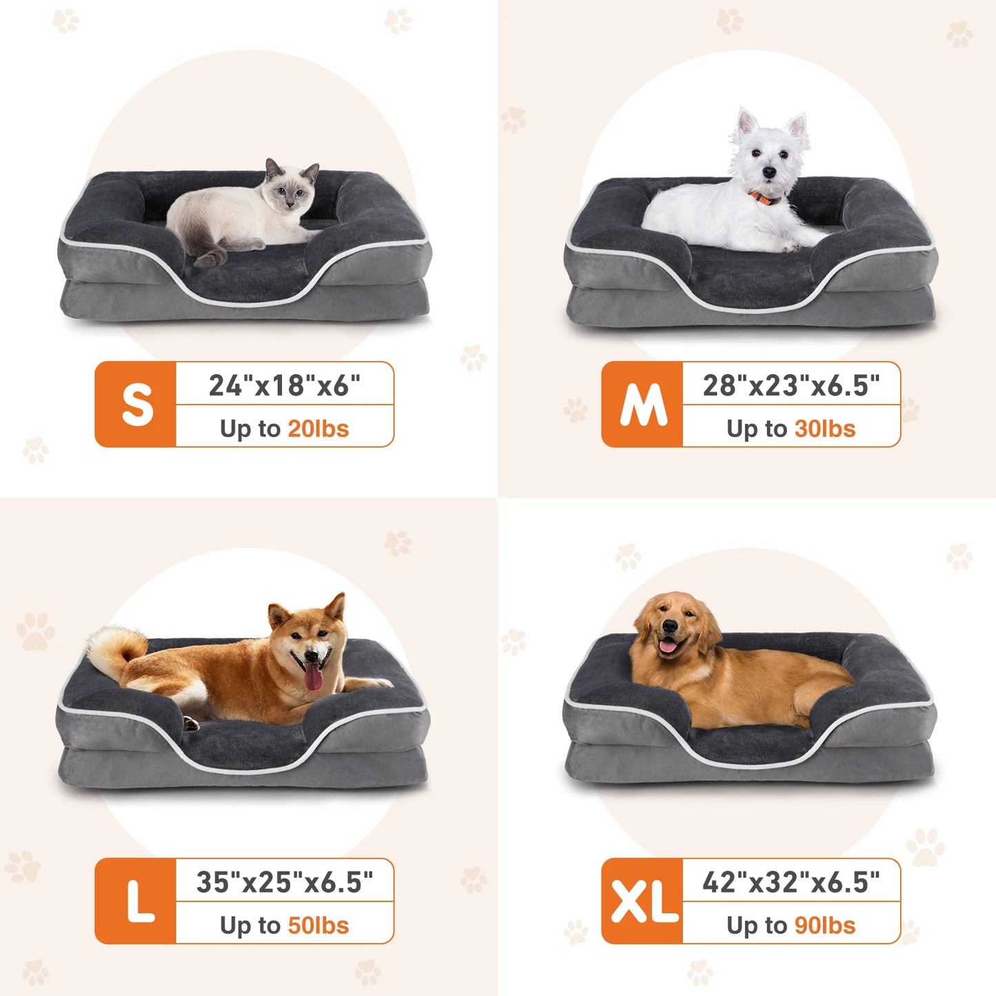 JHK Orthopedic Memory Foam Dog Bed Small Pets With Cover