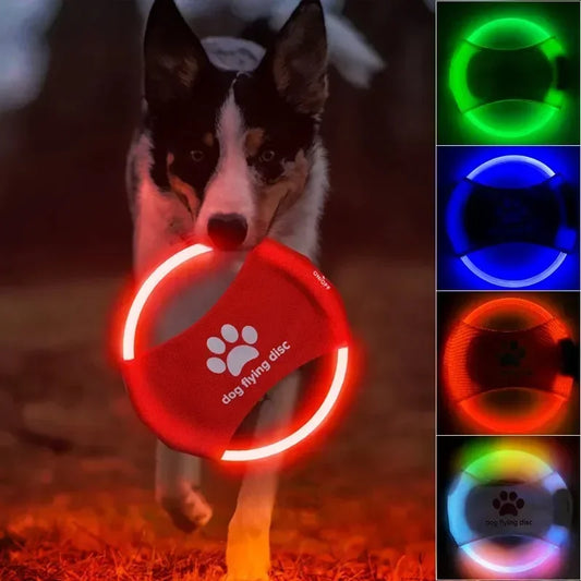 Hign-concerned LED Glowing Dog Flying Discs 3 Modes Training Toy