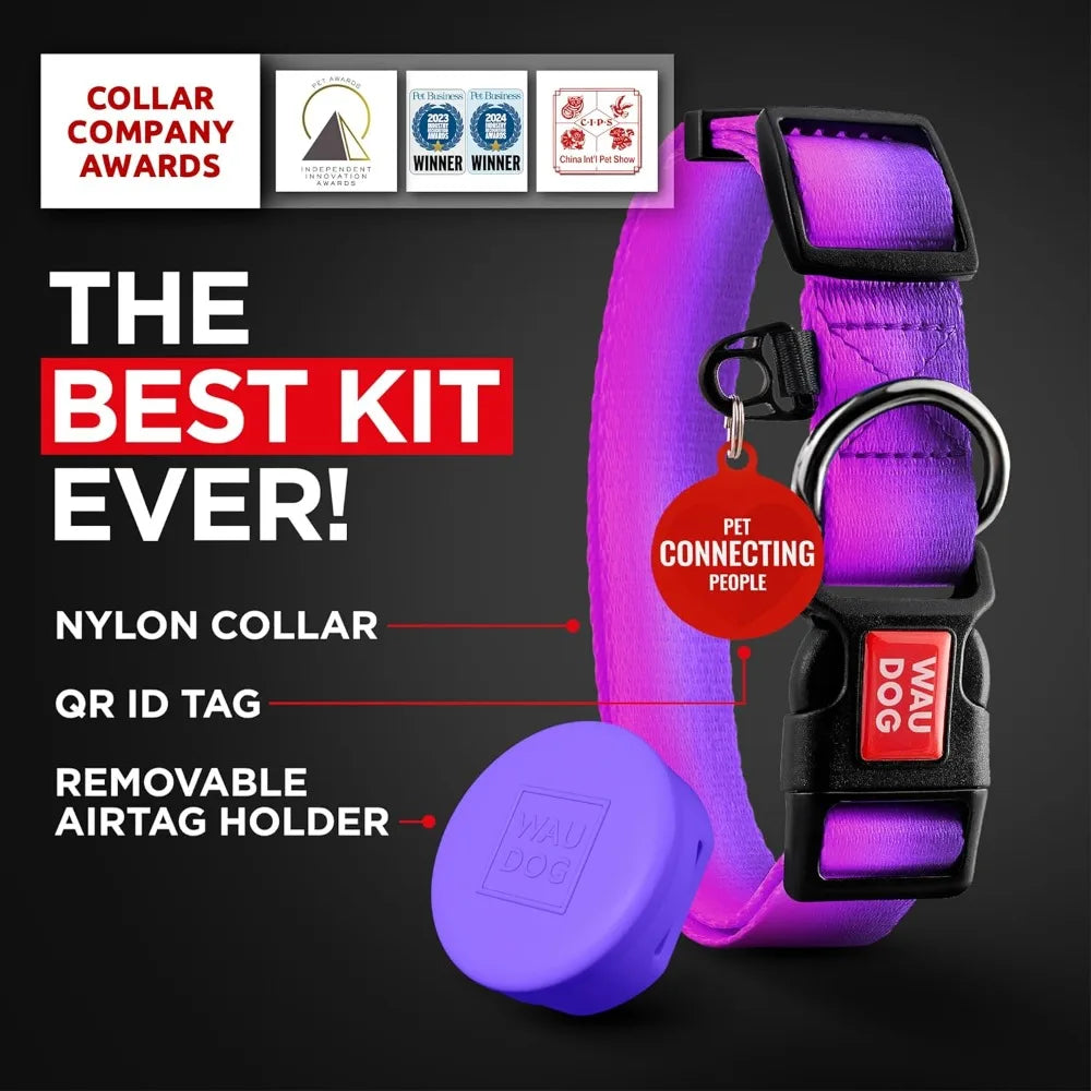 AirTag Nylon Dog Collar With Holder Adjustable For All Dogs
