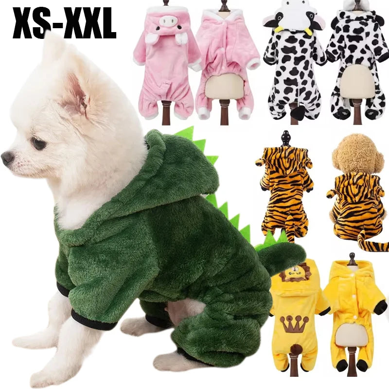 Soft Fleece Dog Jumpsuit Thickened Clothing for Small Dogs
