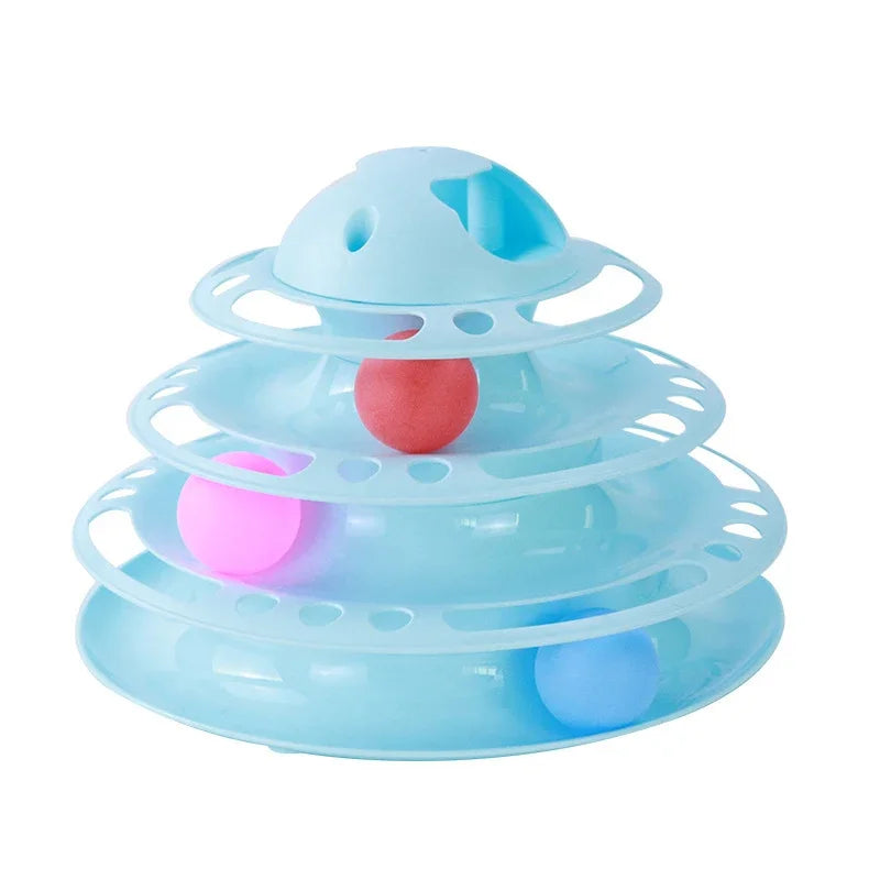 DIAMRICN Interactive Cat Toy Tower With Rotating Balls 3 Levels