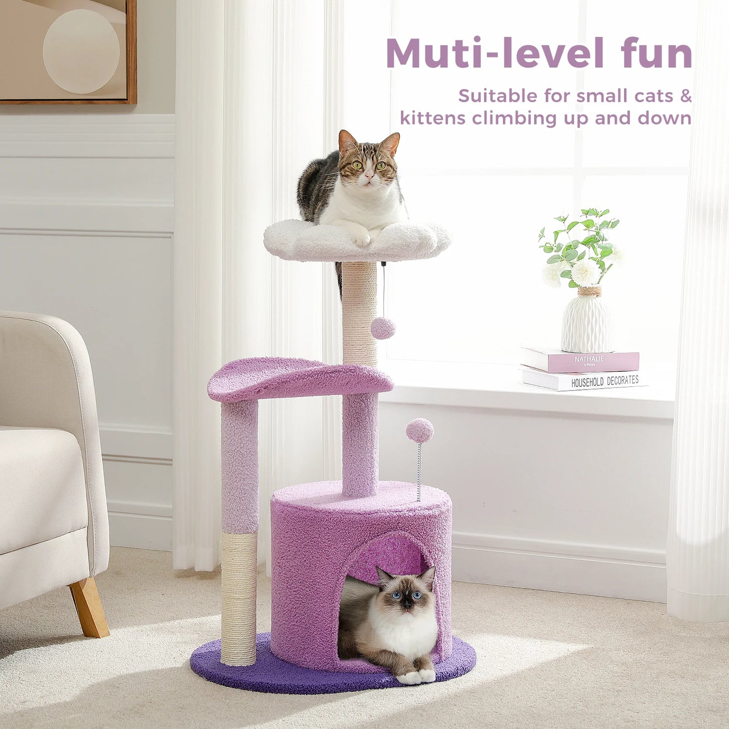 Cactus Cat Tree With Cozy Curved Perch And Scratching Post