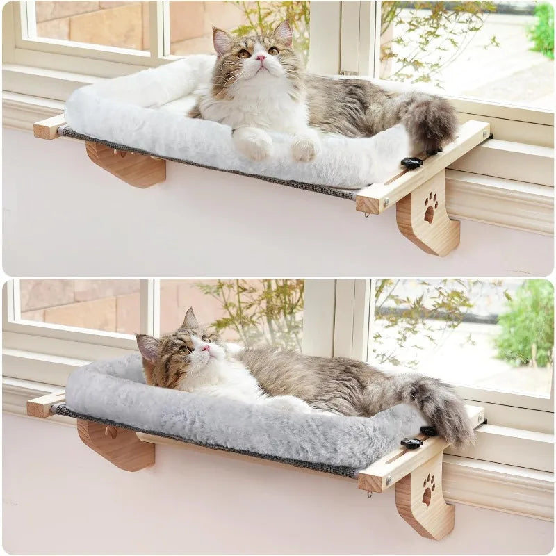 Cat Window Perch Hammock Bed With Wood And Metal Frame