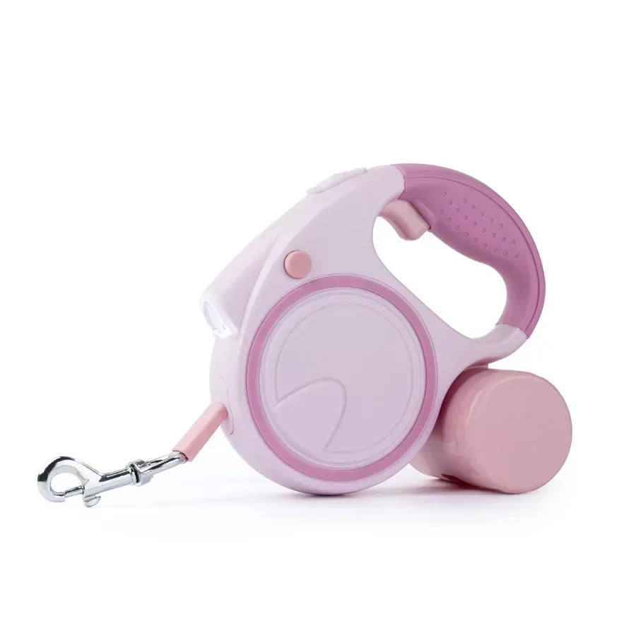 Retractable Reflective Dog Leash With Led Dispenser 16 Ft